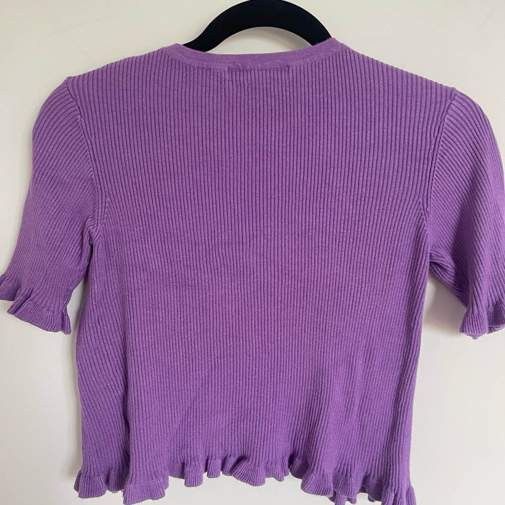 Purple Ribbed Cardigan - Picture 4 of 5
